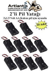 Resim 2 Li Pil Yatağı Deney 10 Adet Pil Yuvası Pil Kutusu Aa Kalem Kalın Pil 2x1,5 Volt Yaylı Pil Yuvası 