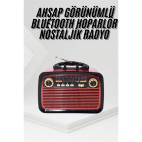 Resim Mbb E-Ticaret Nostalji Radyo Bluetooth Hoparlör Usb-Sd Kart Giriş LED Fener Işıklı Bataryalı Pilli 