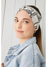 Resim Eşşiz Desenli Bandana Saç Bandı Ekstra Yumuşak Esnek Doğal Pamuklu Penye - Tek Ebat / Beyaz Beyaz 