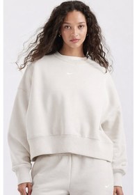 Resim Nike Sportswear Essential Collection Fleece Oversized Kadın Sweatshirt Krem 