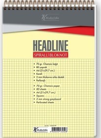 Resim K.Color Headline A4 Üstten Spiralli 80 Yp Kareli Defter Bloknot 
