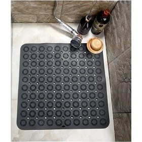 Resim Kare Vantuzlu Banyo Kaydırmaz Paspas- Tırtıklı Ayak Duş Matı Silikon Masaj Pedi 