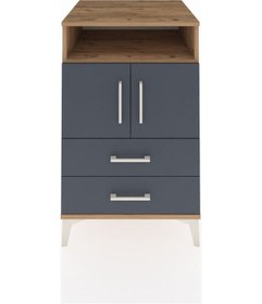 Resim Kronos Komodin 2 Raflı 2 Çekmeceli 2 Kapaklı 60x59x96 Çam-antrasit Atlas Çam 