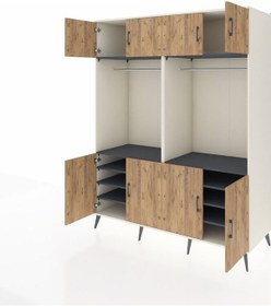 Resim Kronos Gardrop 10 Raflı 8 Kapaklı 2 Askılı 176x59x221 Aytaşı-çam/antrasit Çam/antrasit 