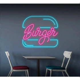 Resim Burger Yazılı Ve Şekilli Neon Tabela Pembe 