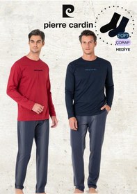 Resim Pierre Cardin Erkek %100 Pamuk Uzun Kollu Lisanslı Bordo & Lacivert İki Adet Pijama Takımı L1.pc.6095.002-bordo - Lacivert-s Çok Renkli 