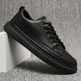 Resim Erkeklerin Vintage Düz Renk Düşük Üst Kaykay Ayakkabıları, Erkeklerin Açık Hava Aktiviteleri Için Rahat Kaymayan Rahat Bağcıklı Sneaker'ları 