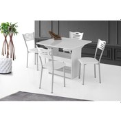 Resim Erezogullari_Mobilya Izmir Katlanır Mutfak Masası Ve 4 Sandalye 80X90Cm Beyaz 
