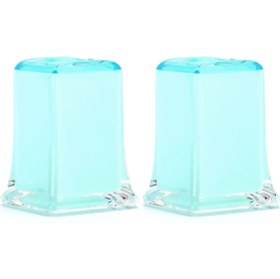 Resim 2 Adet Diş Fırçalık Buz Mavisi Akrilik 6x6x11cm Banyo Seti Çok Renkli 