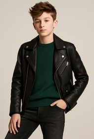 Resim CLOUDY WEAR&DESİGN Erkek Çocuk Kışlık Dokulu Yeşil Triko Kazak 