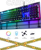 Resim Rampage Full Rgb Carbon Mekanik Klavye Qbilek Destek Blue Gaming Klavye Oyuncu Klavye Antighosting Hot Swap 