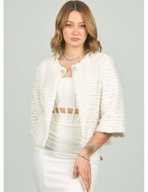 Resim Öznur Kadın Broşlu Abiye Bolero 5000 Ekru 