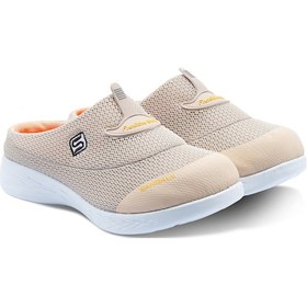 Resim Sandal Spor Kadın Kaymaz Taban Ortopedik File Sabo Terlik Bej 