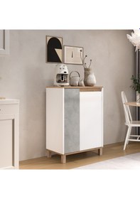 Resim Robin Home Alaska Çok Amaçlı Dolap Mutfak Kiler Erzak Banyo Dolabı 97cm Sepet-beyaz-taş Beyaz 