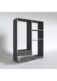 Resim Kenzlife giysi dolabı şemsettin 175*120*40 gri gardırop 2 çekmeceli 