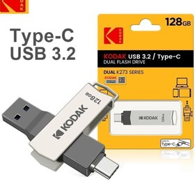 Resim Kodak 128gb. K273 Type-c Ve Usb 3.2 Süper Hızlı Type-c Girişli Tüm Telefonlara Iphone 15-16 Serisine Uygun 
