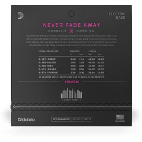 Resim Daddario XTB45130 Bas Gitar Tel Seti | 45-130 - 5 Telli XT Serisi 