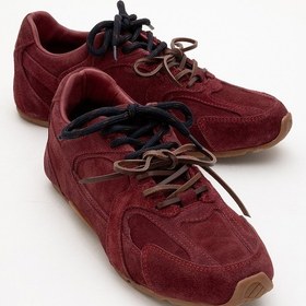 Resim Luvi Shoes Serena Bordo Süet Hakiki Deri Kadın Spor Ayakkabı Bordo 