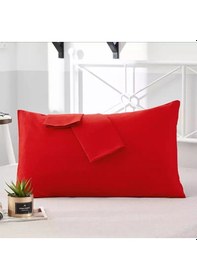 Resim Kırmızı Renkli Pamuklu Ranforce Kumaştan Yastık Kılıfı 2 Adet 