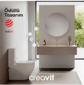 Resim Creavit Mare Beyaz Kanalsız Duvara Sıfır Klozet Takımı Ma361, Creavit Mare Duroplast Yavaş Kapak Beyaz 