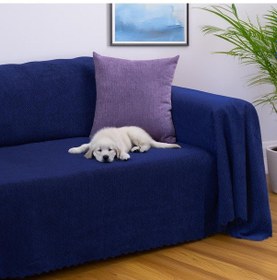 Resim Jakarlı Şönil Koltuk Örtüsü Çekyat Örtüsü Koltuk Şalı 175x300 Kaymaz Lacivert Lacivert 