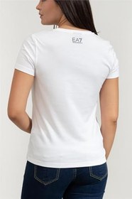 Resim EA7 Kadın Bisiklet Yaka T-Shirt, Beyaz, XL Beden 