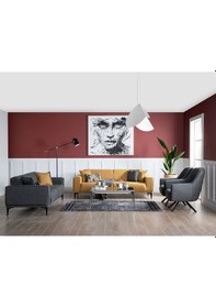 Resim Stil Koltuk Takımı 3+3+1+1 Hardal-gri 