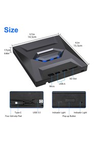 Resim Valkyrie USB 3.0 Harici External CD DVD Okuyucu Yazıcı LED USB Hub Tf Sd Kart Okuyucu Çoğaltıcı 