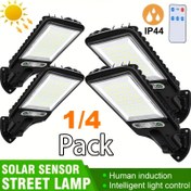 Resim 80LED Açık Hava Güneş Enerjili Sokak Lambası, Ticari Park Lambası Şafağa Kadar, 3 Mod - Hareket Sensörlü ve Uzaktan Kumandalı Güneş Enerjili Güvenlik Lambası, Avlu, Garaj, Sürücü için Uygun 