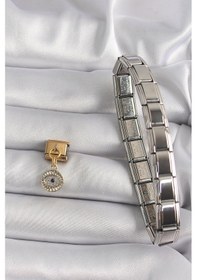 Resim 316l Çelik Gold Renk Sallantı Zirkon Taşlı Göz Model Nomination Charm Diğer 