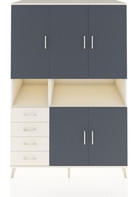 Resim Kronos Dolap 7 Raflı 4 Çekmeceli 5 Kapaklı 132x59x195 Aytaşı-antrasit/aytaşı Antrasıt/aytası 