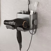 Resim 1 Adet Duvara Monte Banyo Depolama Rafı, Eller Serbest Saç Kurutma Makinesi Tutucu, Diş Fırçaları, Diş Macunu, Taraklar, Plastik, Asılı Raf, Banyo, Ev Mutfak Malzemeleri İçin Çok İşlevli Düzenleyici 
