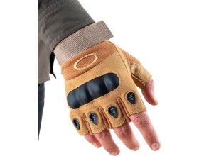 Resim Parmaksız Kemik Taktikal Eldiven - Kum - 1108 