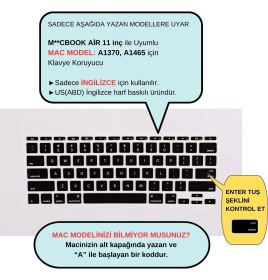 Resim McStorey Macbook Air 11inç Klavye Koruyucu (US-İNGİLİZCE) A1370 A1465 Modelleri ile Uyumlu 