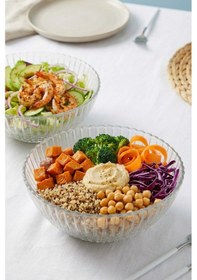 Resim Glamis Selen Concept Çuha Model El Yapımı Cam Salata Ve Sunum Kasesi 2'li Set Şeffaf 