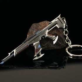 Resim Dayanıklı Metal Tüfek Şekilli Anahtarlık - Detaylı Tasarım ve Mavi Vurgularla, Oyuncu Arkadaşları İçin Şık Sırt Çantası Anahtarı Halkası, Video Oyun Tutkunlarına Harika Hediye, Zarif Metalik Yüzey, İnce İşçilik 