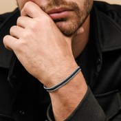 Resim 1pc Moda Erkek Paslanmaz Çelik Kutu Bileklik, Su Geçirmez Gümüş Rengi Zincir Bileklik, Basit Tabanca Siyah Kaplama Takı, Koca, Sevgili, Baba için Hediye 