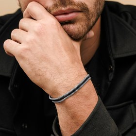 Resim 1pc Moda Erkek Paslanmaz Çelik Kutu Bileklik, Su Geçirmez Gümüş Rengi Zincir Bileklik, Basit Tabanca Siyah Kaplama Takı, Koca, Sevgili, Baba için Hediye 