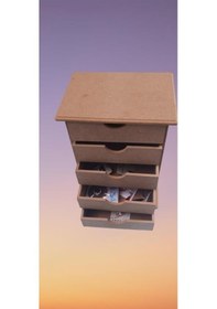 Resim Hobi Dekoratif Takı Şifonyeri 5 Çekmece Model Ham Ahşap Mdf El Yapımı 