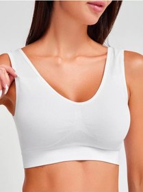 Resim Mistirik Rosella Model Kalın Askılı Extra Sıkılaştırıcı Pedsiz Spor Sütyeni Beyaz Renk101 Beyaz 