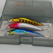 Resim 3'lü Paket Ağır Hizmet Tipi Japonya Balık Yemleri - Üçlü Kancalı Büyük Minnow Yemler, Gerçekçi Yüzme Hareketli, Tuzlu ve Tatlı Su için Hızlı Batma, Trolling ve Döküm İçin İdeal - Levrek, Turna, Alabalık, Somon, Uskumru, Uskumru için (Her Biri 11cm/26g), Parlak Yüzeyli Balık Yemi 