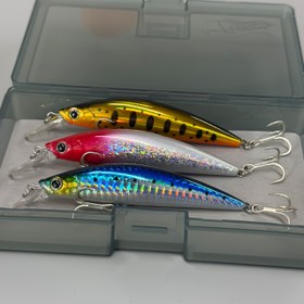 Resim 3'lü Paket Ağır Hizmet Tipi Japonya Balık Yemleri - Üçlü Kancalı Büyük Minnow Yemler, Gerçekçi Yüzme Hareketli, Tuzlu ve Tatlı Su için Hızlı Batma, Trolling ve Döküm İçin İdeal - Levrek, Turna, Alabalık, Somon, Uskumru, Uskumru için (Her Biri 11cm/26g), Parlak Yüzeyli Balık Yemi 