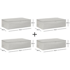 Resim Ocean Home Textile 4'lü Mega Boy Gri Balıksırtı Baza Altı Hurç Set 74 X 46 X 22 Cm Gri 