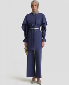 Resim Armine Pelerin Detaylı Pamuk Tunik 25y4606 Puslu Mor 