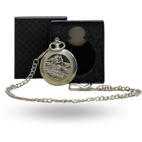 Resim ForWhat Büro Ev Ofis Hediyesi için Kutulu Silver Tren Figür Köstekli Saat 