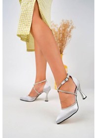 Resim Epaavm - Kadeh Ökçeli Sivri Kalıp Kadın Stiletto - Mex3408 Gümüş 