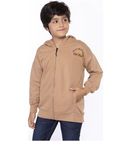 Resim Toontoy Erkek Çocuk Baskılı Kapşonlu Hırka Kahverengi 