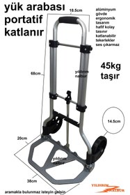 Resim yıldırım nalbur Yük Arabası Koli Arabası Alüminyum Pazar Arabası Katlanır 