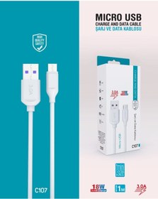 Resim Syrox C107 Micro Usb Girişli 18w 3.0a Hızlı Şarj Ve Data Kablosu 