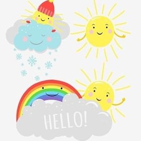 Resim Pelangi Güneş Bulut ve Gökkuşaklı Yıkanabilir Kaymaz Taban Leke Tutmaz Çocuk Odası Halısı, Mavi-Sarı-Beyaz-Gri 60 x 200, 903868014960200 